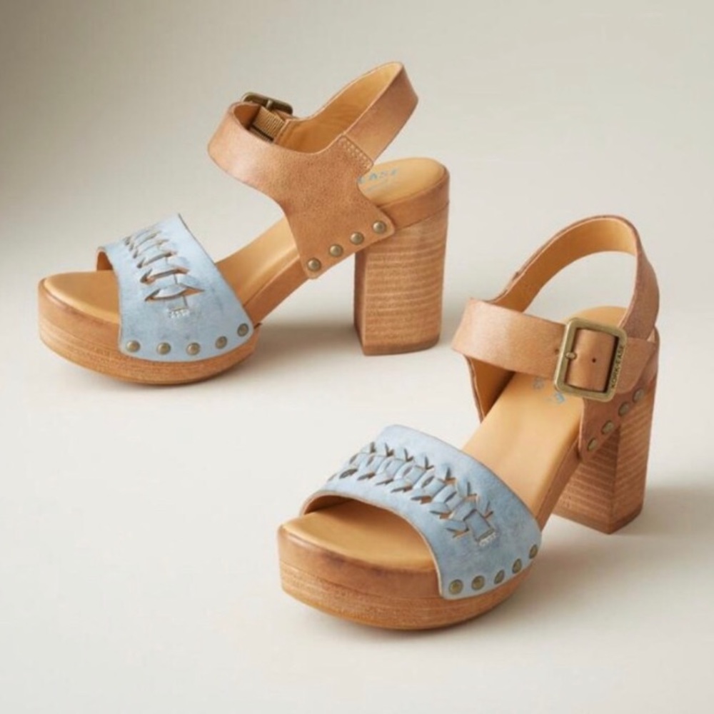Kork-Ease Pasilla Platform Sandal Light Blue Sz 9